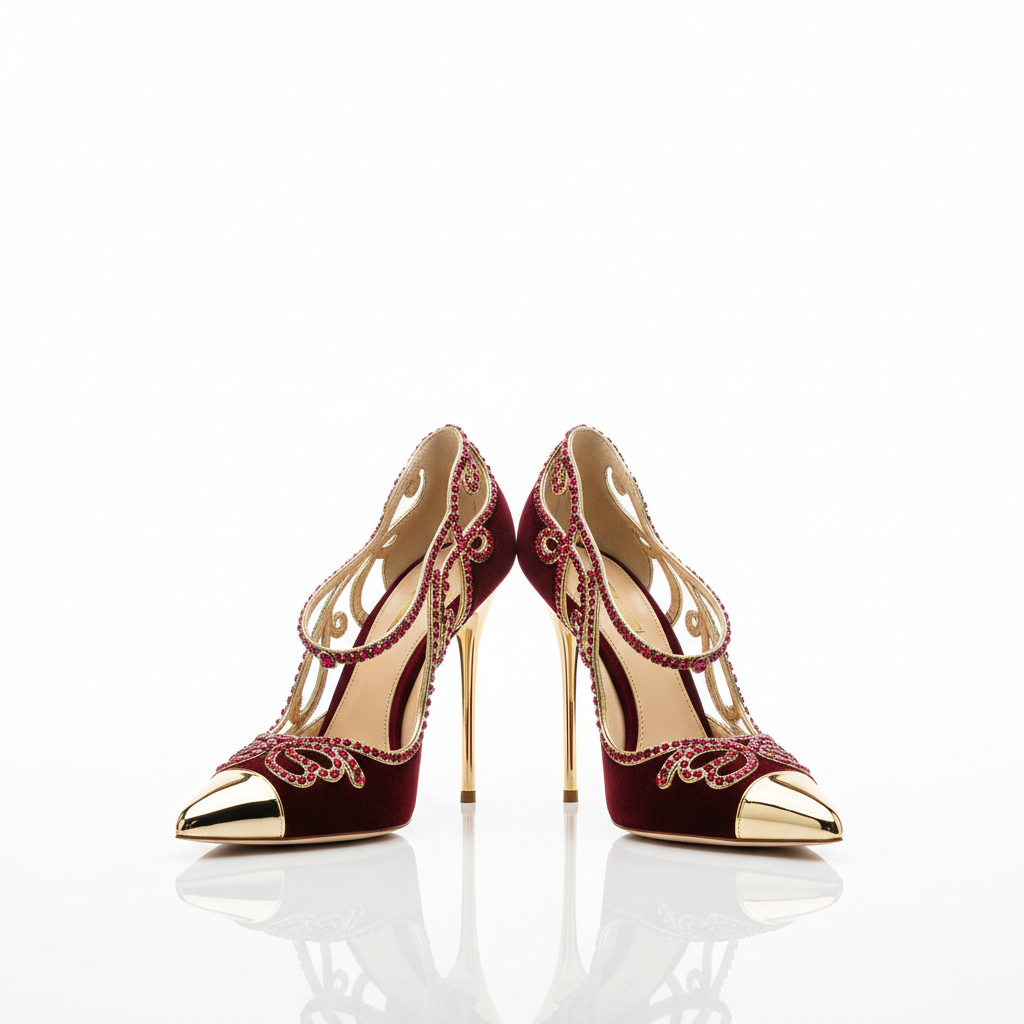Luxury Stiletto Heel in Burgundy Red