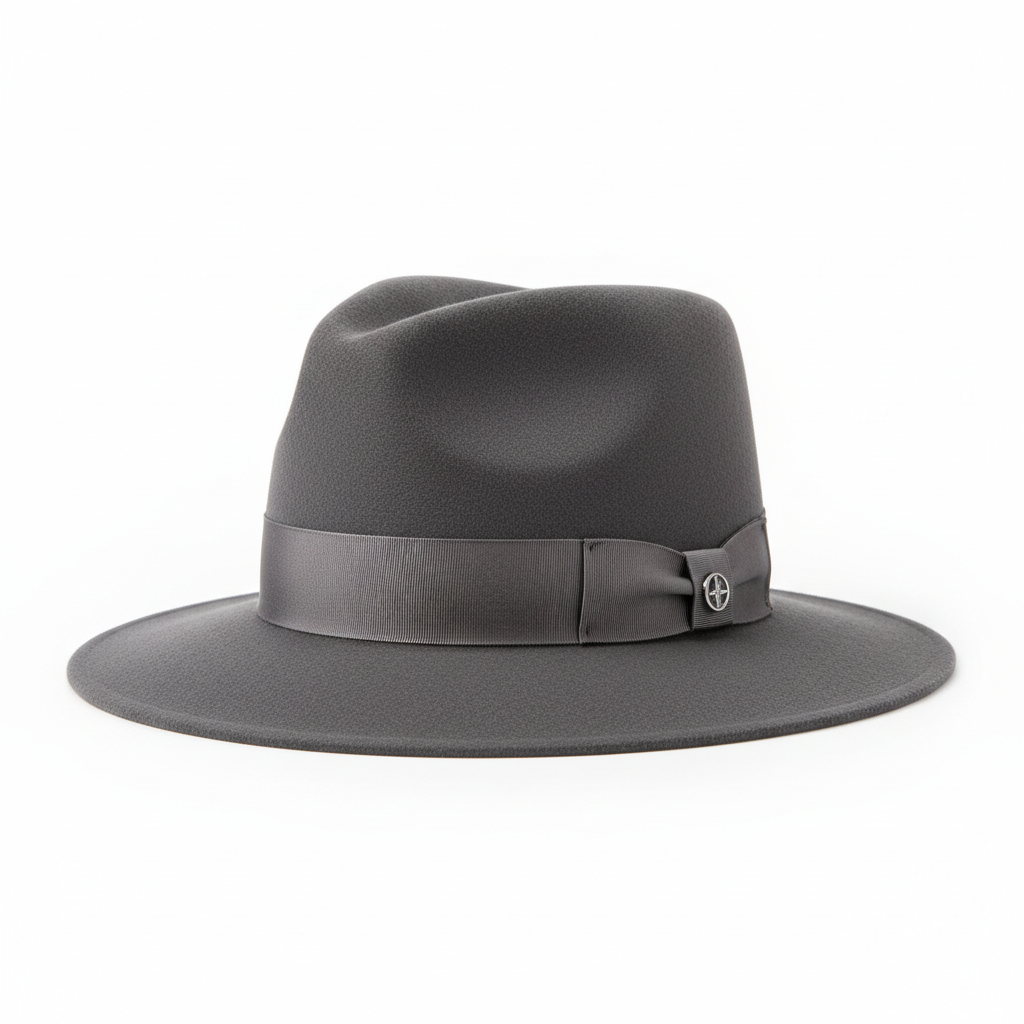 Luxury Wool Fedora in Charcoal Grey