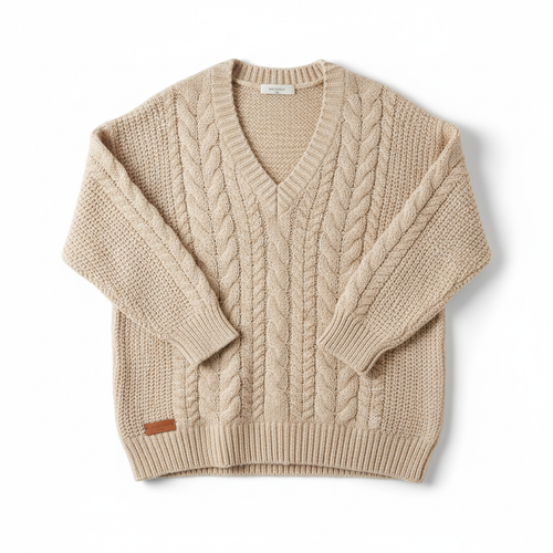 Beige Oversized Knit Sweater